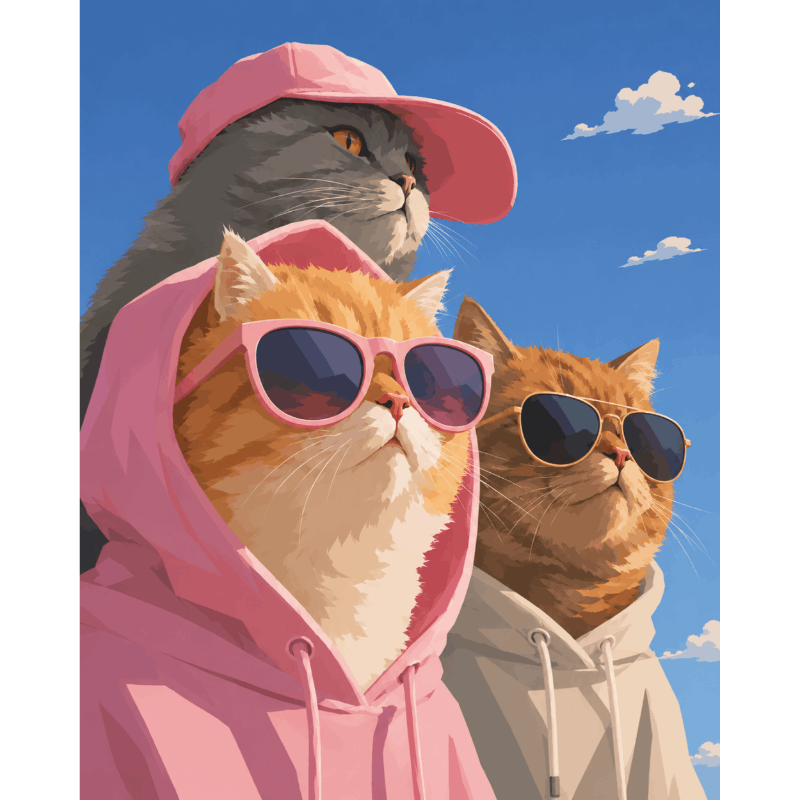 The Cool Cat Crew | Paint by Number- Paint by Numbers