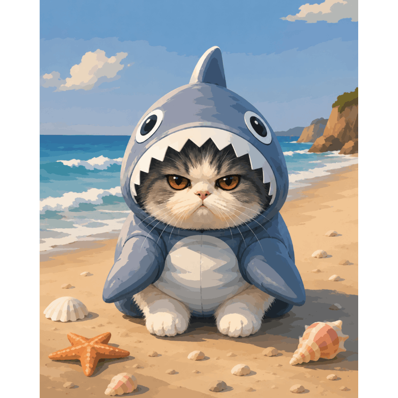 Tiny Shark Trouble | Paint by Number- Paint by Numbers