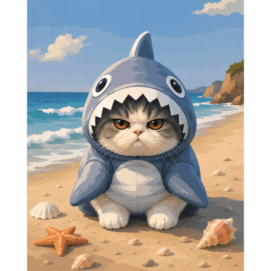 Tiny Shark Trouble | Paint by Number- Paint by Numbers