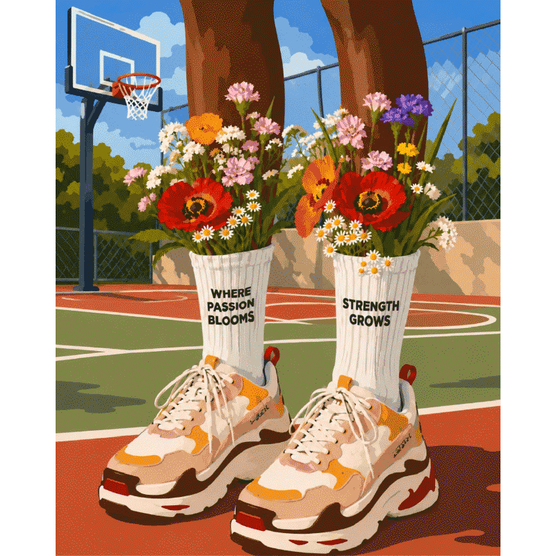 Blooming Basketball | Paint by Number- Paint by Numbers