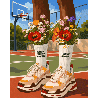 Blooming Basketball | Paint by Number- Paint by Numbers