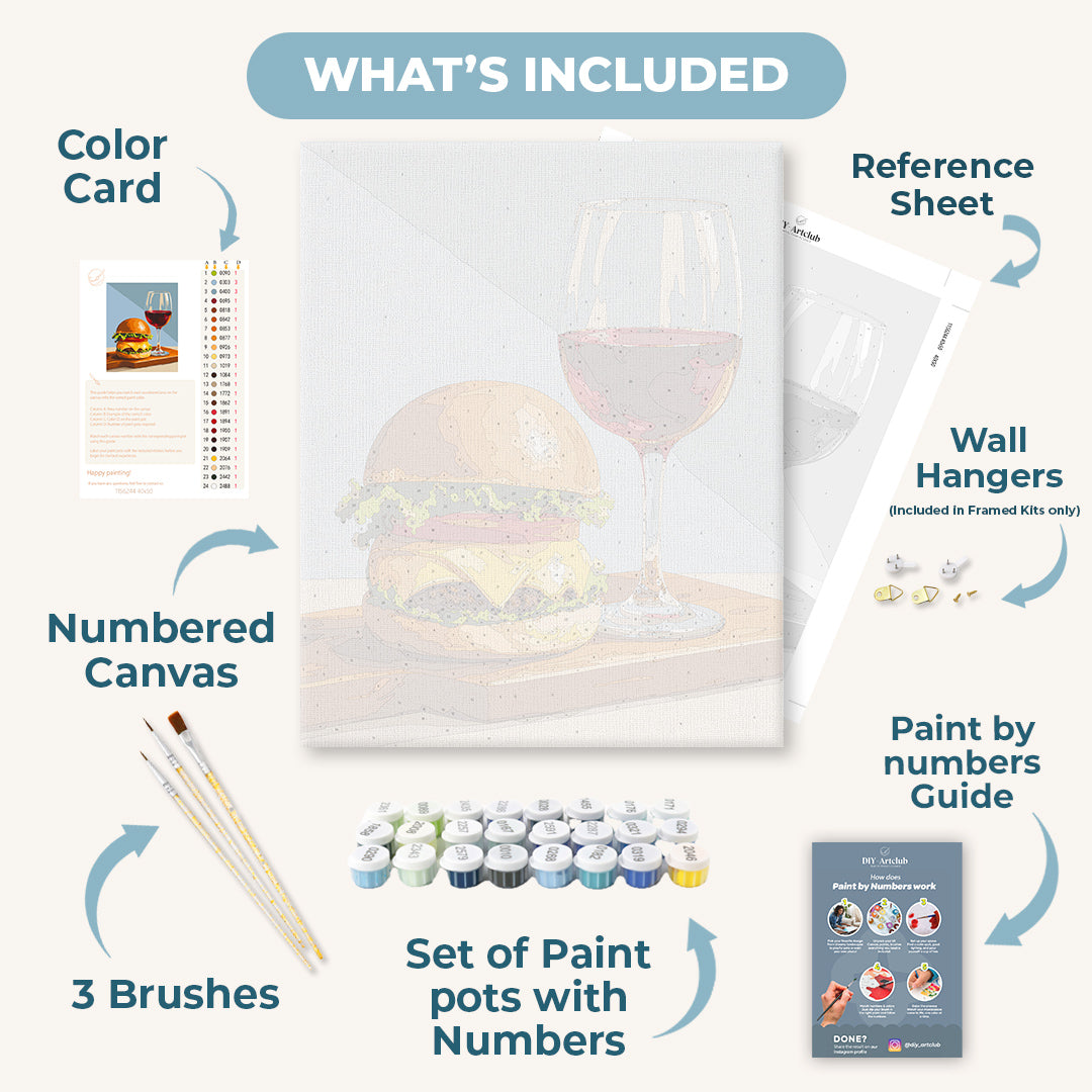 Burger and Wine | Paint by Number