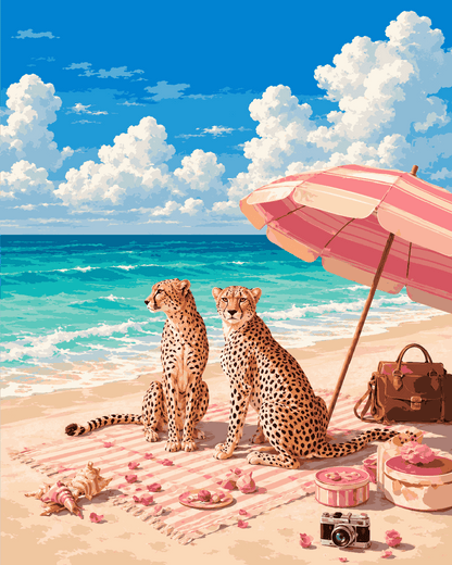 Cheetah Beach | Paint by Number- Paint by Numbers