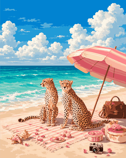 Cheetah Beach | Paint by Number- Paint by Numbers