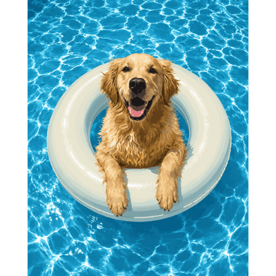 Golden Retriever Nage | Peinture par numéros