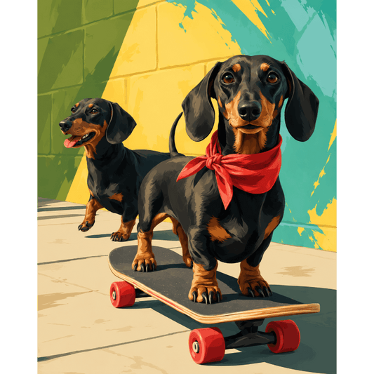 Skater Dachshund | Paint by Number- Paint by Numbers