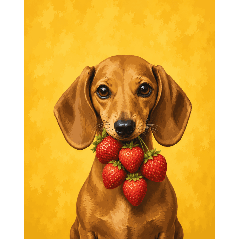 Strawberry Dachshund | Paint by Number- Paint by Numbers