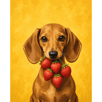 Strawberry Dachshund | Paint by Number- Paint by Numbers