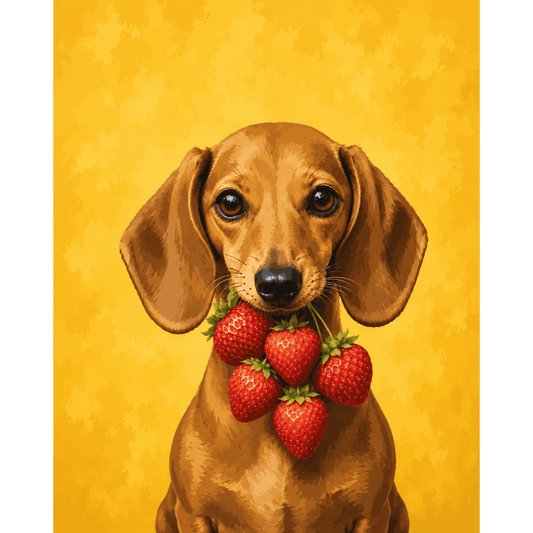Strawberry Dachshund | Paint by Number- Paint by Numbers