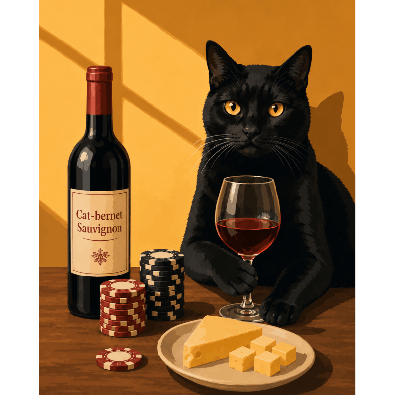 The Gambler Cat | Paint by Number- Paint by Numbers