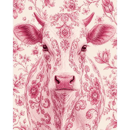 Delft Pink Cow | Paint by Number- Paint by Numbers