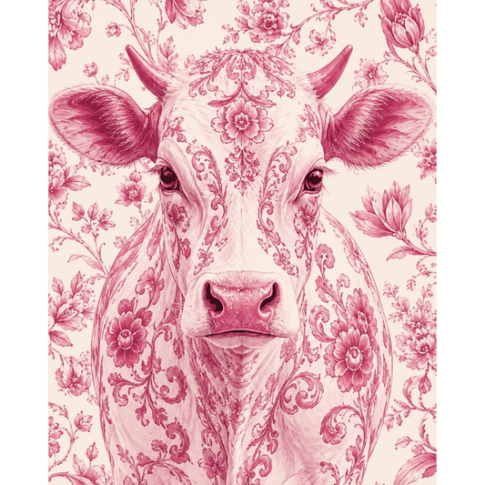 Delft Pink Cow | Paint by Number- Paint by Numbers