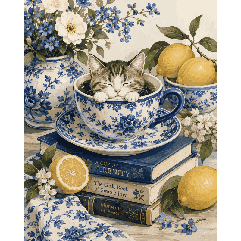 Tea Time Whiskers | Paint by Number- Paint by Numbers