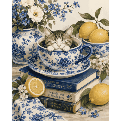 Tea Time Whiskers | Paint by Number- Paint by Numbers