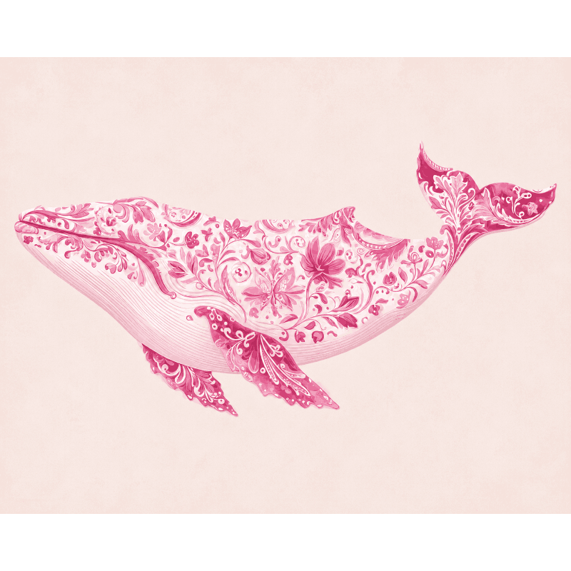 Delft Pink Whale | Paint by Number- Paint by Numbers