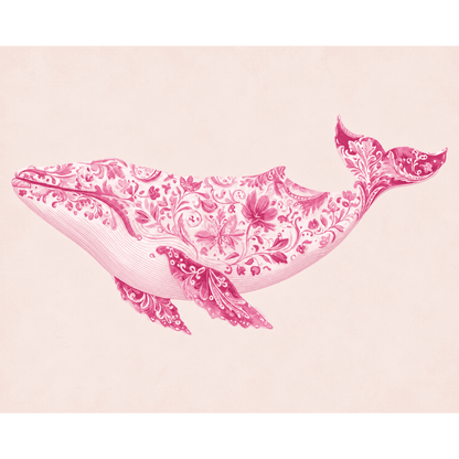 Delft Pink Whale | Paint by Number- Paint by Numbers
