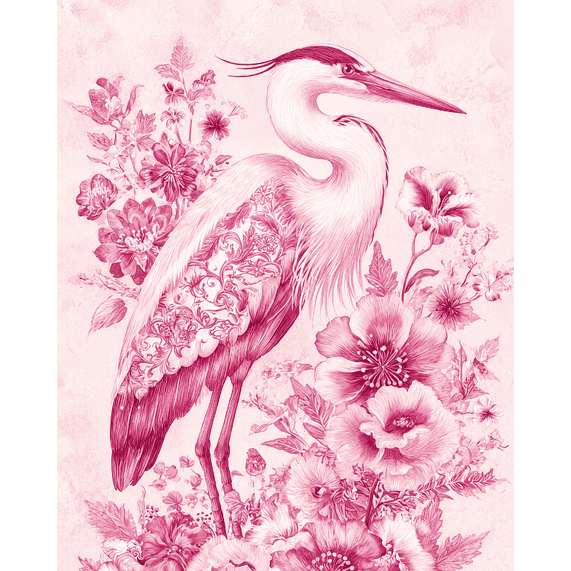 Blush Heron | Paint by Number- Paint by Numbers