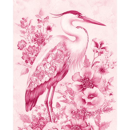 Blush Heron | Paint by Number- Paint by Numbers