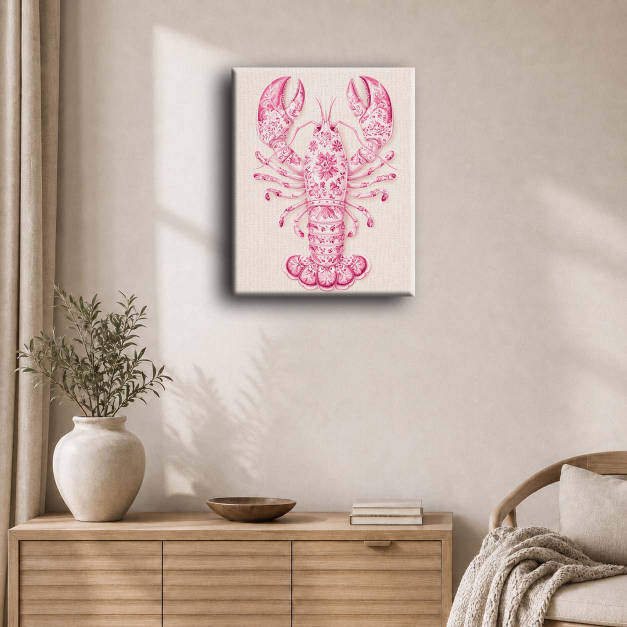 Delft Pink Lobster | Paint by Number