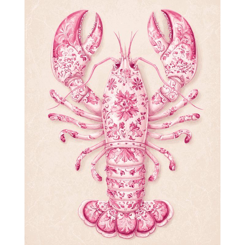 Delft Pink Lobster | Paint by Number- Paint by Numbers