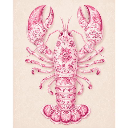 Delft Pink Lobster | Paint by Number- Paint by Numbers