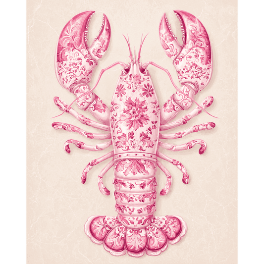 Delft Pink Lobster | Paint by Number- Paint by Numbers