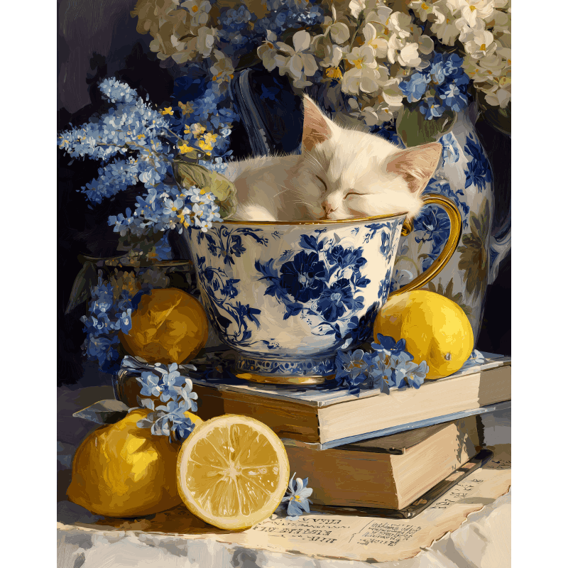 Gattino in una Tazza | Dipingi con i Numeri- Dipingi con i Numeri