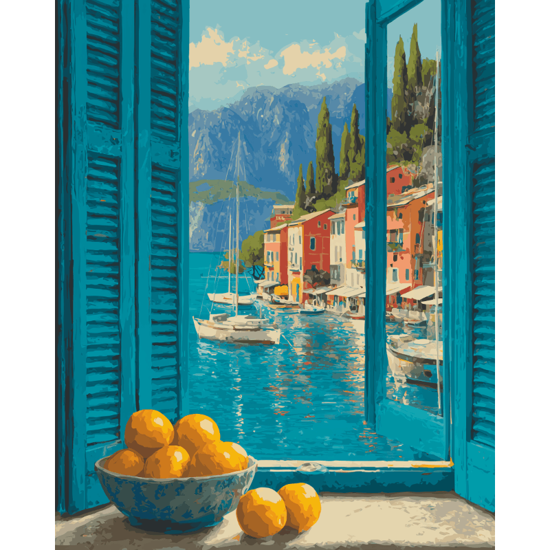 Window to Lake Como | Paint by Number - Paint by numbers