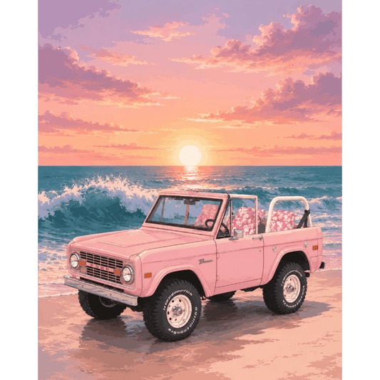 Pink Ford | Paint by Number- Paint by Numbers