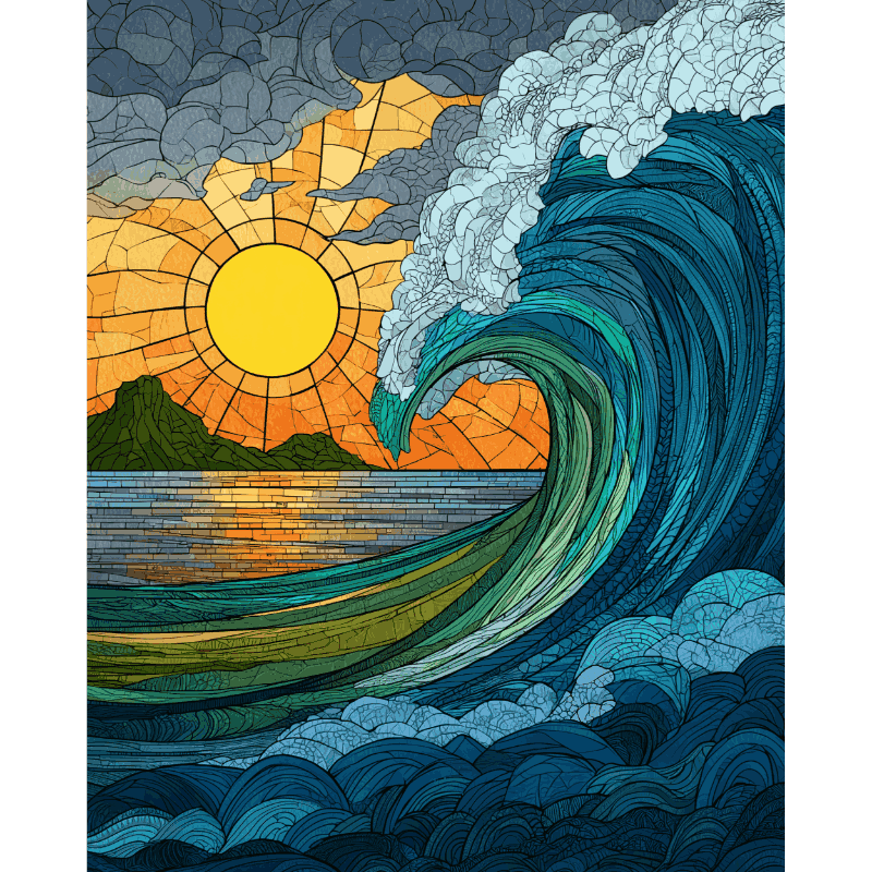 Stained Glass Waves | Paint by Number- Paint by Numbers