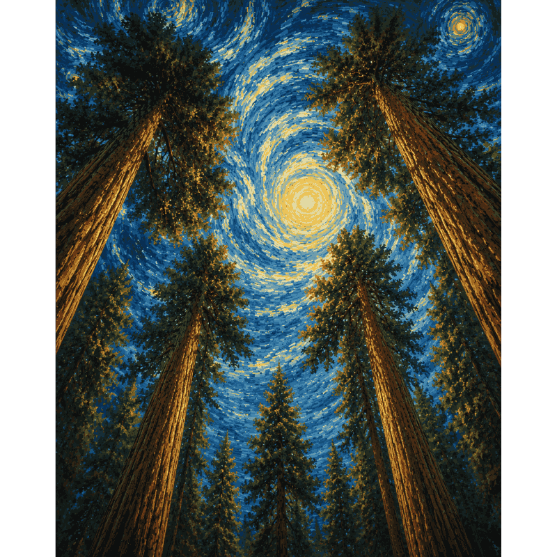 Stary Sequoia Nights | Paint by Number- Paint by Numbers