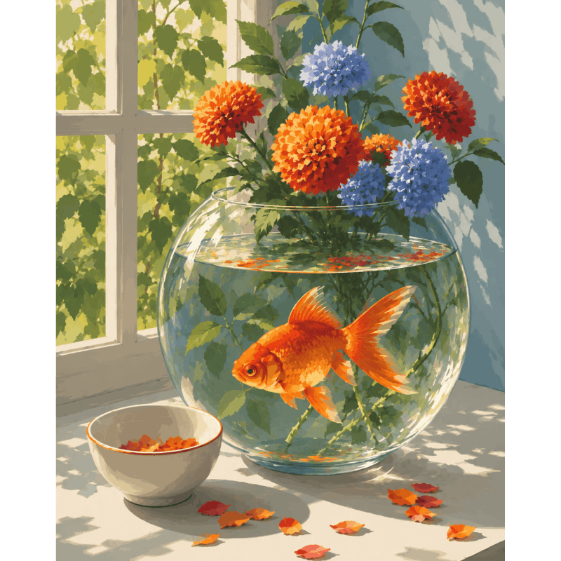 Golden Hour Goldfish | Paint by Number- Paint by Numbers