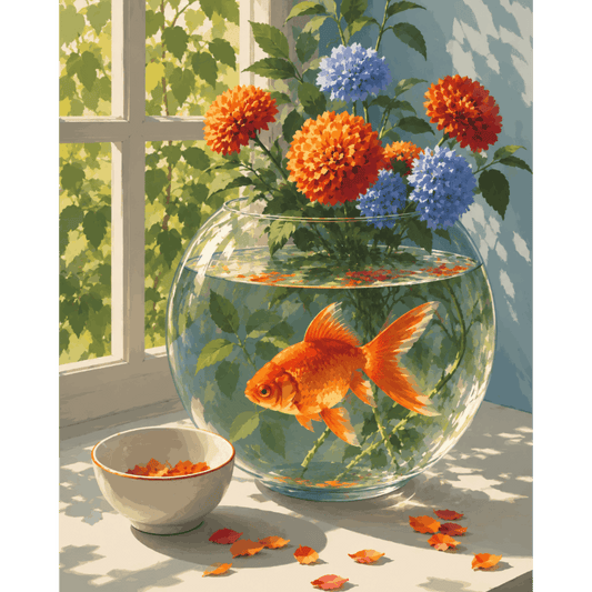 Golden Hour Goldfish | Paint by Number- Paint by Numbers