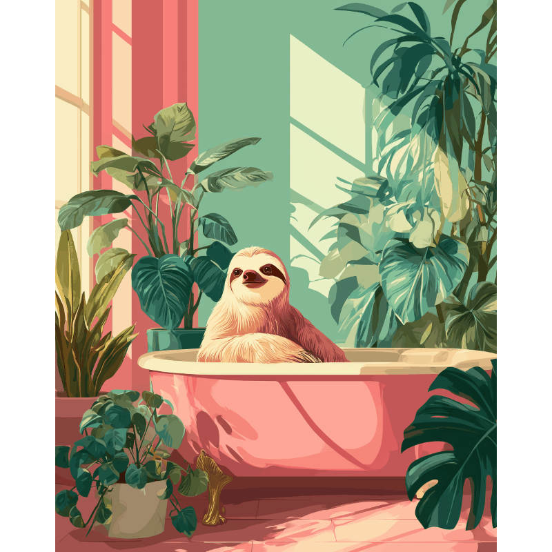 Sloth Spa Day | Paint by Number- Paint by Numbers