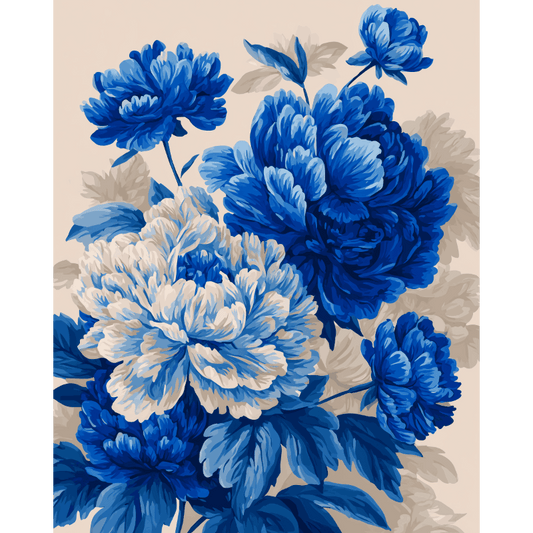 Blue Peonies | Paint by Number- Paint by Numbers