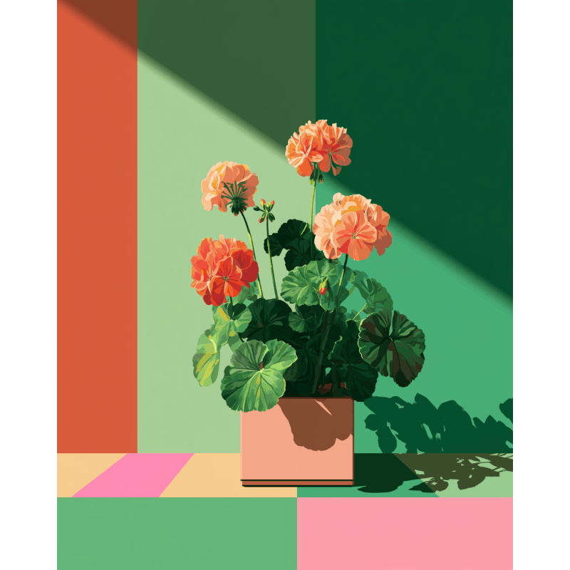 Geometric Geranium | Paint by Number- Paint by Numbers