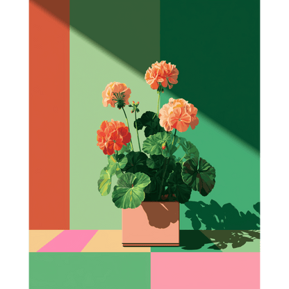 Geometric Geranium | Paint by Number- Paint by Numbers