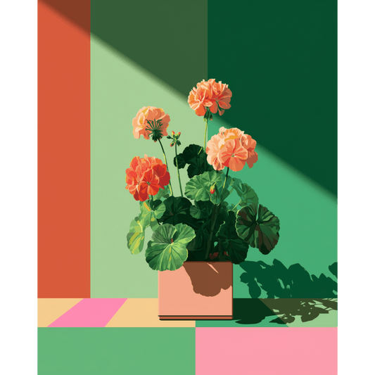 Geometric Geranium | Paint by Number- Paint by Numbers