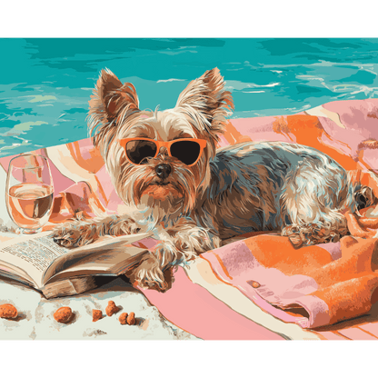 Yorkie by the Sea | Paint by Number- Paint by Numbers