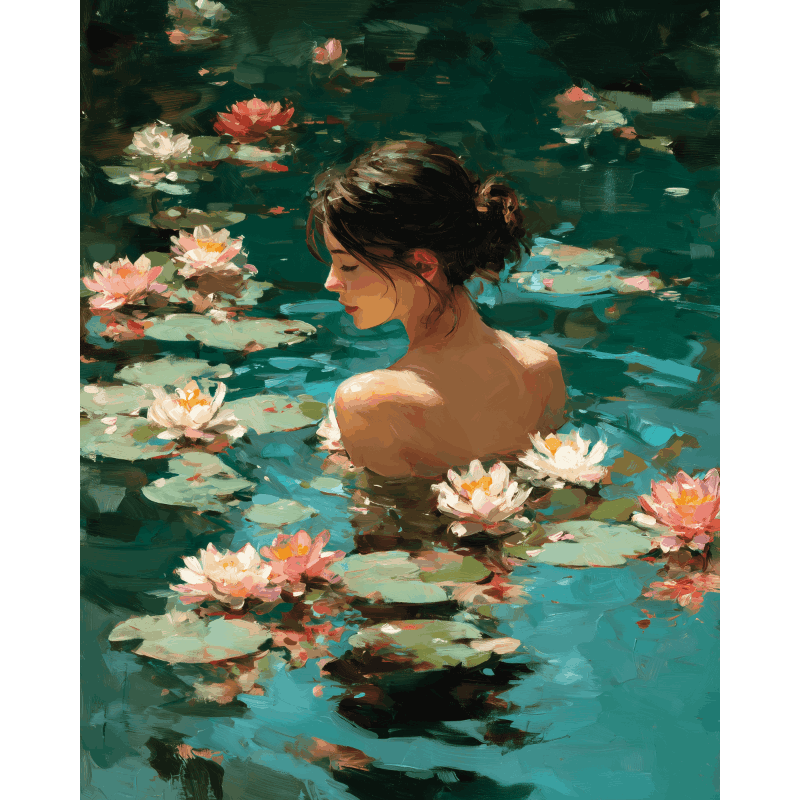 Lake Bathing | Paint by Number- Paint by Numbers