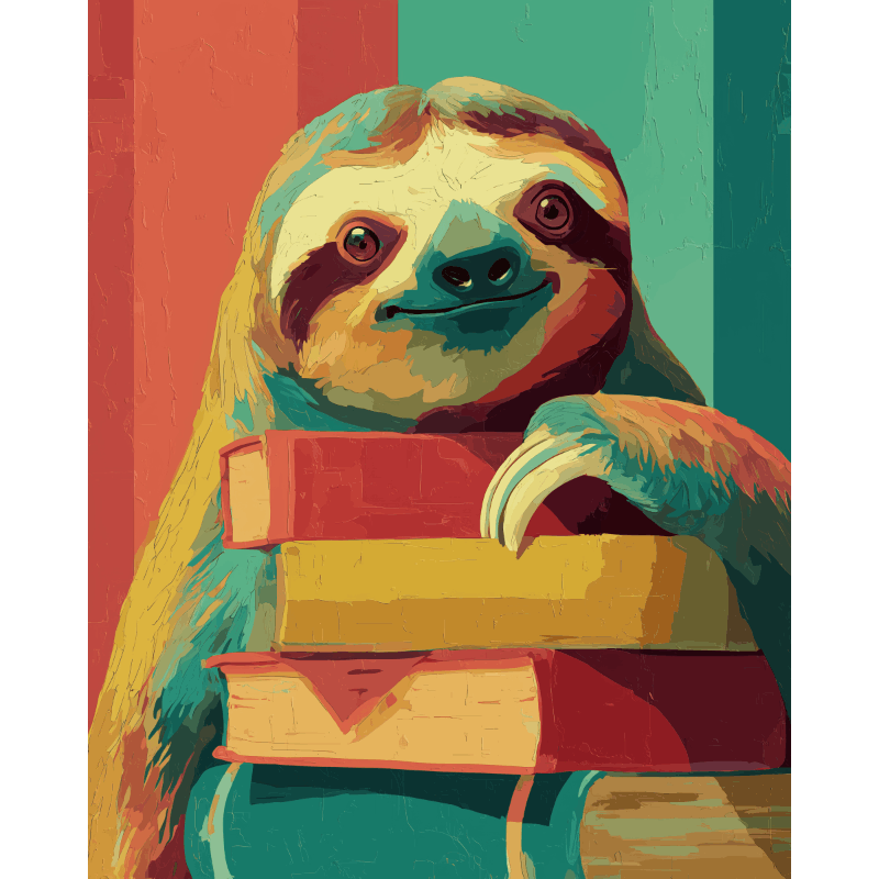Charming Sloth | Paint by Number - Paint by numbers