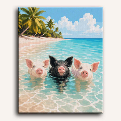 Bahamas Beach Piggies | Paint by Number