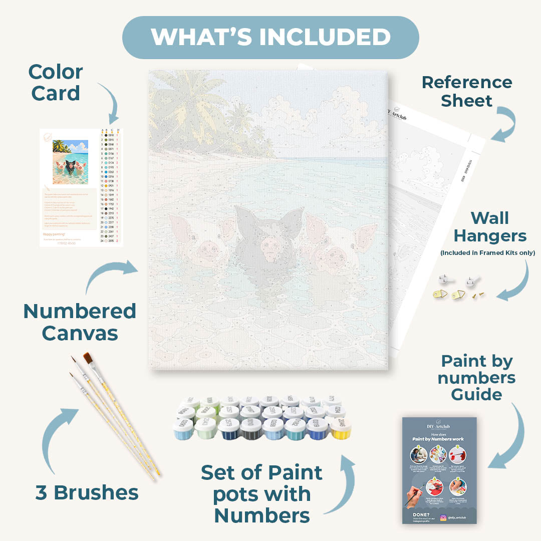 Bahamas Beach Piggies | Paint by Number
