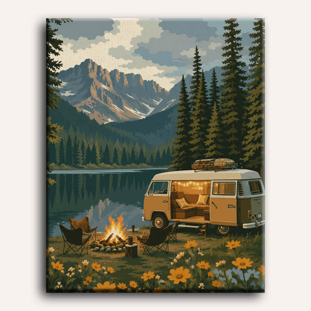 Camp in the Rockies | Paint by Number