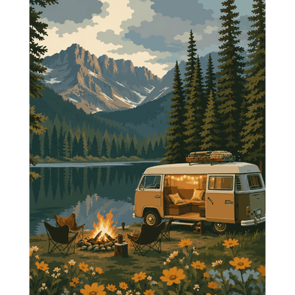 Camp in the Rockies | Paint by Number- Paint by Numbers