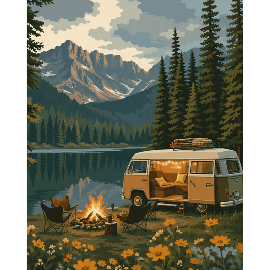 Camp in the Rockies | Paint by Number- Paint by Numbers