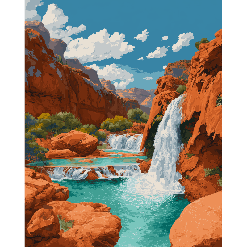 Canyon falls | Paint by Number- Paint by Numbers