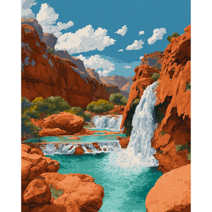 Canyon falls | Paint by Number- Paint by Numbers