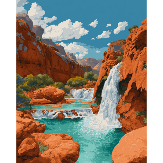 Canyon falls | Paint by Number- Paint by Numbers