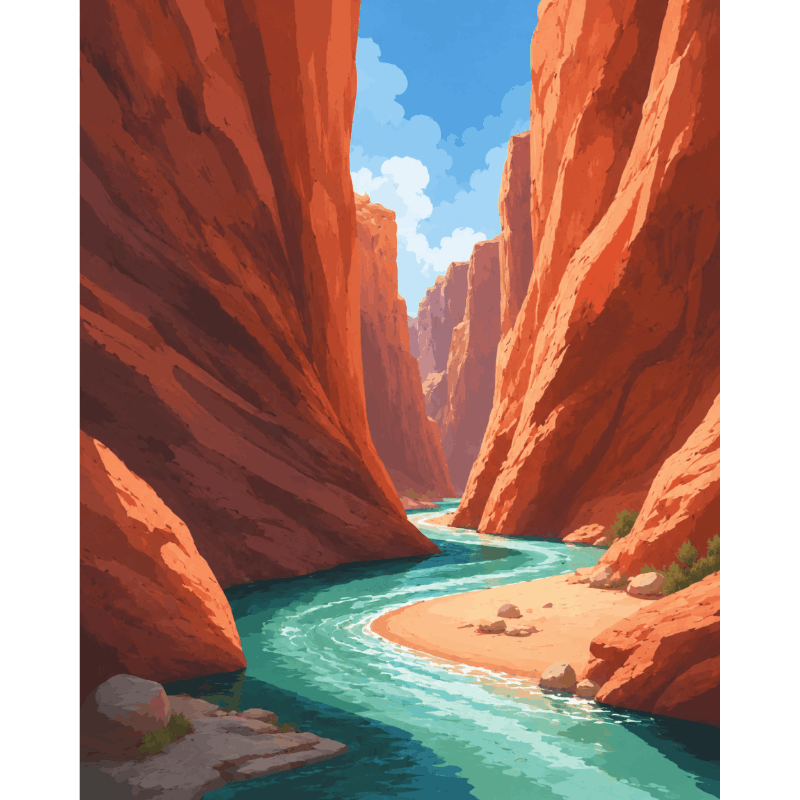 Canyon River | Paint by Number - Paint by numbers